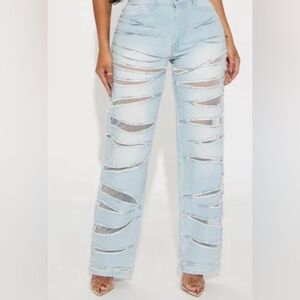 Zaria Embellished Light Wash Cut Out Women’s Jeans Straight leg